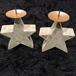 Set of two star candle holders